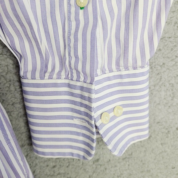 Tommy Hilfiger Shirt Mens XL 17.5 34/35 White Purple Striped Button Down - Picture 5 of 11